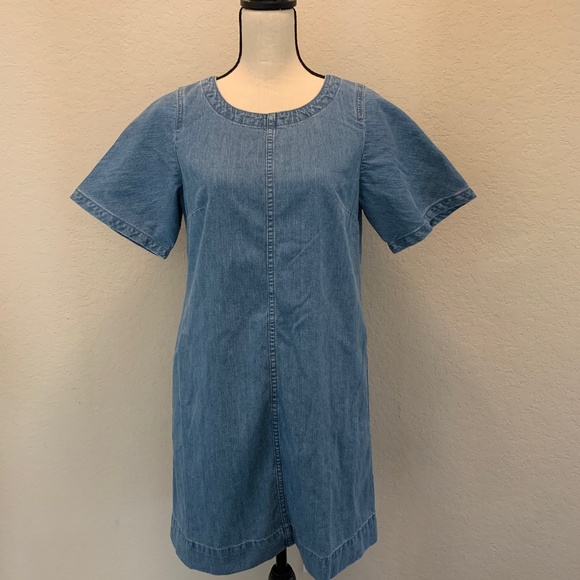 J.Crew Short-Sleeves Denim Mini Dress in size 4 Color Pacific Blue - Picture 1 of 7